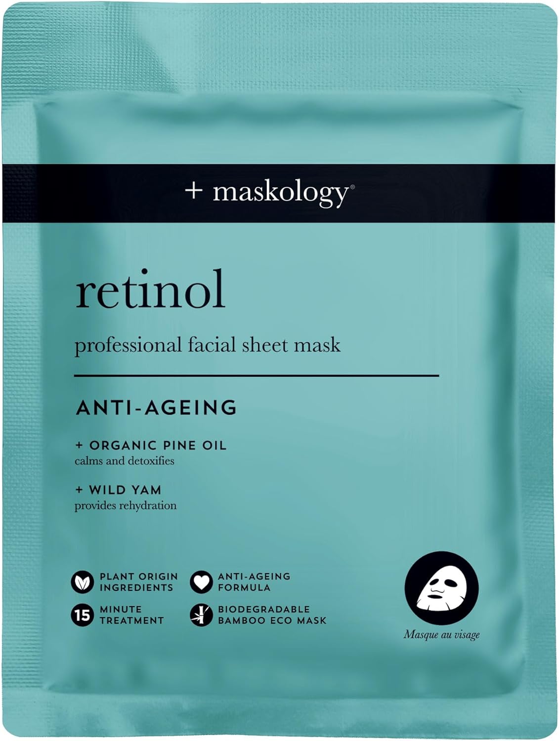 RETINOL Professional Sheet Mask Pack of 1 | Seaweed Kelp anti Aging Sheet Face Masks | Organic Pine Oil & Wild Yam | Face Masks Skincare | 100% Plant Based |